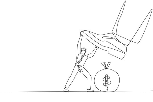 businessman holding shoe over money bag clip art preview