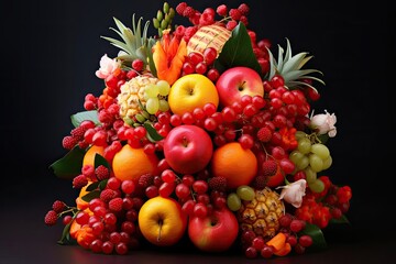 Naklejka na ściany i meble Bright and Fresh Fruit Bouquets, Ideal for Culinary Blogs and Nutritious Food Promotion