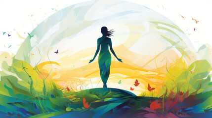 A figure stands looking into the sunrise, illustrating contemplation and the journey towards holistic health on World Health Day.