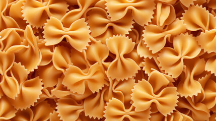 Closeup of food noodles, pasta bows as background pattern, top view