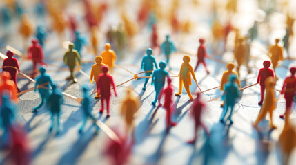 Miniature figures on a network of lines illustrate the interconnectedness of global health and community on World Health Day.