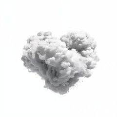Smoke cloud heart Clear white background. Generative Ai