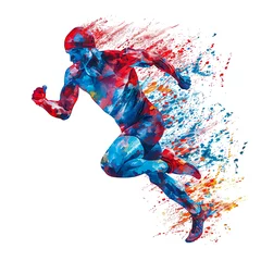 Foto op Aluminium Running athlete polygonal watercolor ilustration  © Florin
