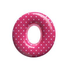Polka dot letter O - Large 3d pink retro font - suitable for Fashion, retro design or decoration related subjects - obrazy, fototapety, plakaty