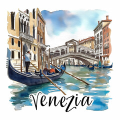 Venezia watercolor paint ilustration