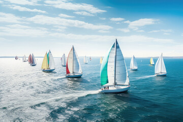 Sailing sport yacht sea race regatta wind water sailboat boating - obrazy, fototapety, plakaty