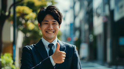 portrait of a man with a thumbs up - Powered by Adobe