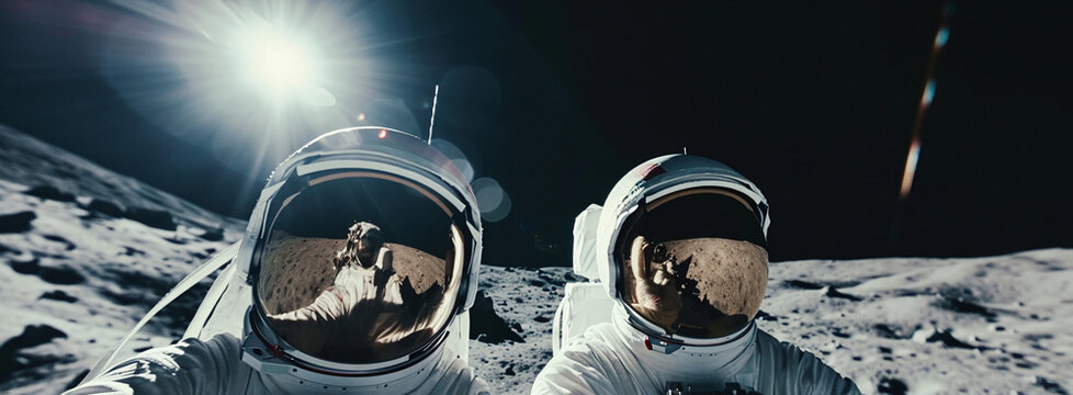 Lunar Pioneers: Astronauts Conquering the Moon's Horizon