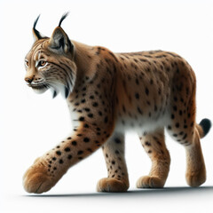 Obraz premium Iberian Lynx, lince iberico, Lynx pardinus, isolated White background