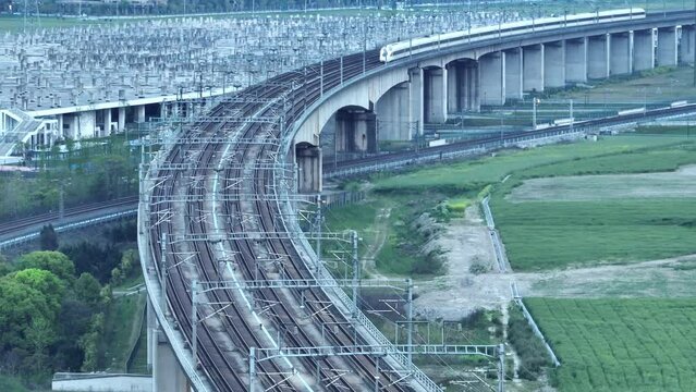 high speed train running on elevated railtrack