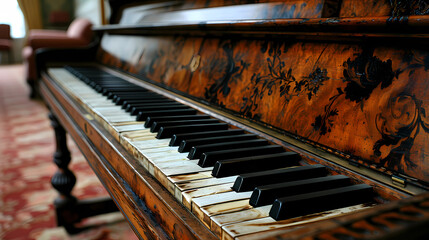 Fototapeta na wymiar close up piano keys