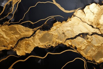 Veins of lustrous gold entwine within a resin geode, forming an abstract marble wallpaper, perfect for sophisticated and elegant wall decor.