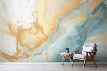 Veins of shimmering gold run through a resin geode, birthing an abstract marble wallpaper, an impeccable choice for creating sophisticated wall decor.