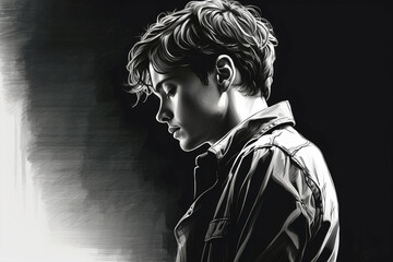 Depression and Mental Health Awareness - Black and White Illustrations