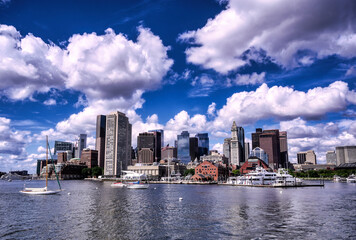 Fototapeta na wymiar The Boston, Massachusetts skyline from Boston Harbor.