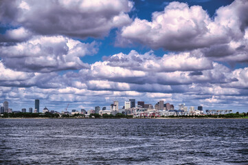 Naklejka premium The Boston, Massachusetts skyline from Boston Harbor.
