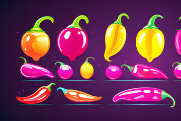 A red pepper-burning sign that shines brightly at night with neon icons, signboards, and spice-level vector illustrations generative ai
