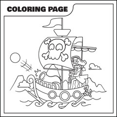 cartoon pirate Coloring Page collections, cute pirate vector illustration 