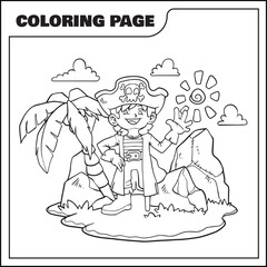 Obraz premium cartoon pirate Coloring Page collections, cute pirate vector illustration 