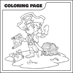 Obraz premium cartoon pirate Coloring Page collections, cute pirate vector illustration 