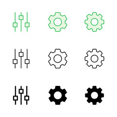 setting Icon set. Cog settings Icon Symbol