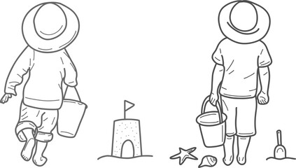 Kid in the beach outline