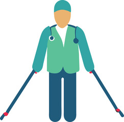 medical crutch, icon colored shapes