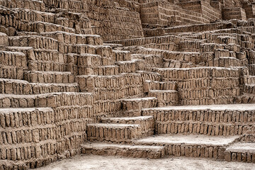 Adobe Bricks At The Huaca Pucllana Pyramid