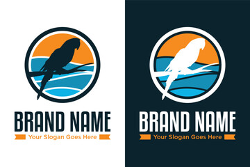 modern simple parrot illustration logo design