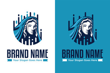 women with veil illustration vector logo design 