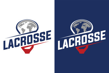 world global Lacrosse sticks Sport Equipment illustration vector logo design