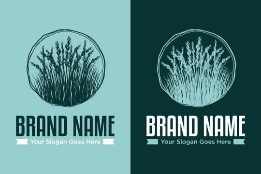 modern tall grass illustration vector logo design