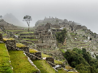 Stone Terraces of Machu Picchu In The Mist
