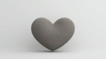  a gray heart shaped object sitting on top of a white surface with a shadow of the heart on top of it.
