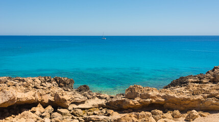 views of the Cyprus coast in Protaras for banner background