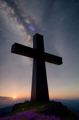 cross at sunset