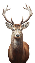 Naklejka na ściany i meble Portrait of a deer isolated on white background