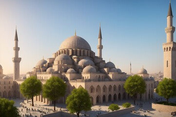 Fototapeta na wymiar mosque under blue sky