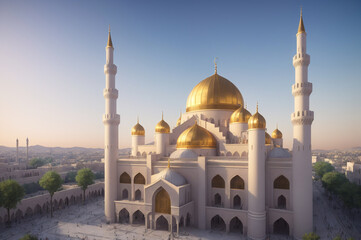 Fototapeta na wymiar mosque with golden dome