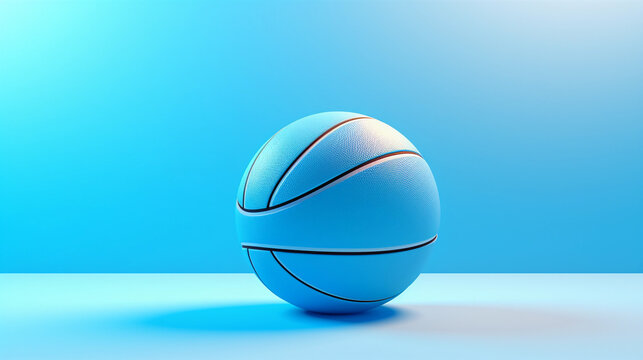 Blue basketball on a blue gradient background with soft shadows and highlights.