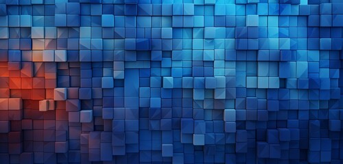 Fototapeta premium A stunning 3D abstract mosaic with intricate color gradients and dynamic shapes against a sapphire blue backdrop.