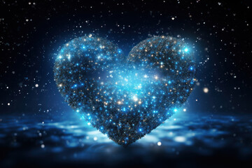 Glittering stars forming the shape of a heart in the night sky, symbolizing the cosmic connection of love. Generative Ai
