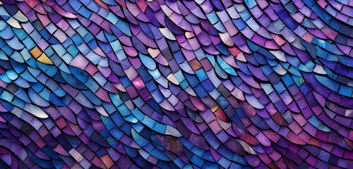 A stunning 3D mosaic of intricate colors blending together seamlessly against a backdrop of royal purple shades.