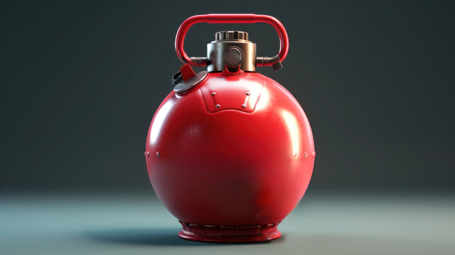 Red old round gas cylinder