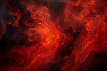 A dynamic backdrop featuring roaring flames intermingled with billowing smoke, an intricate tapestry of fiery reds and smoky hues.