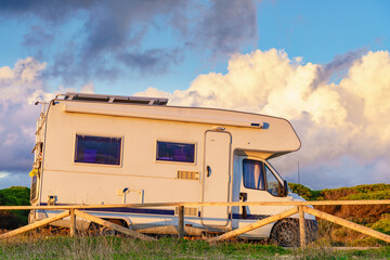 Camper vehicle on beach in Spain