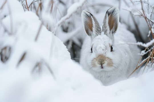 White Rabbit in the Snow made with Generative AI Technology