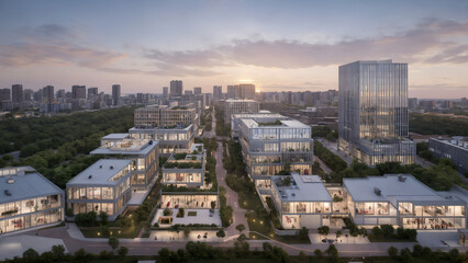 Fototapeta premium green city, ecological city, modern city