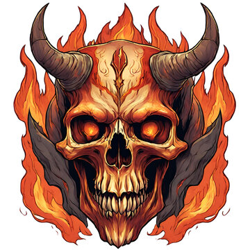 devil horned skull head