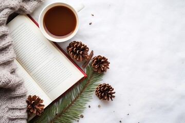 Fototapeta na wymiar Cozy Winter Reading with Coffee